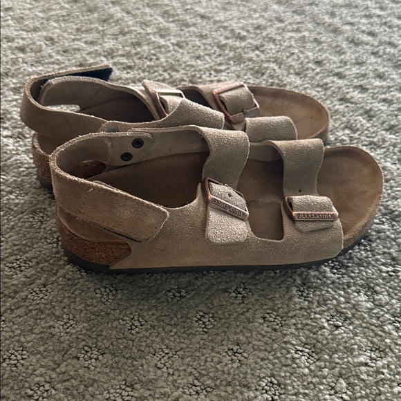 Beige Suede Birkenstock Sandals with Buckles - Picture 3 of 7